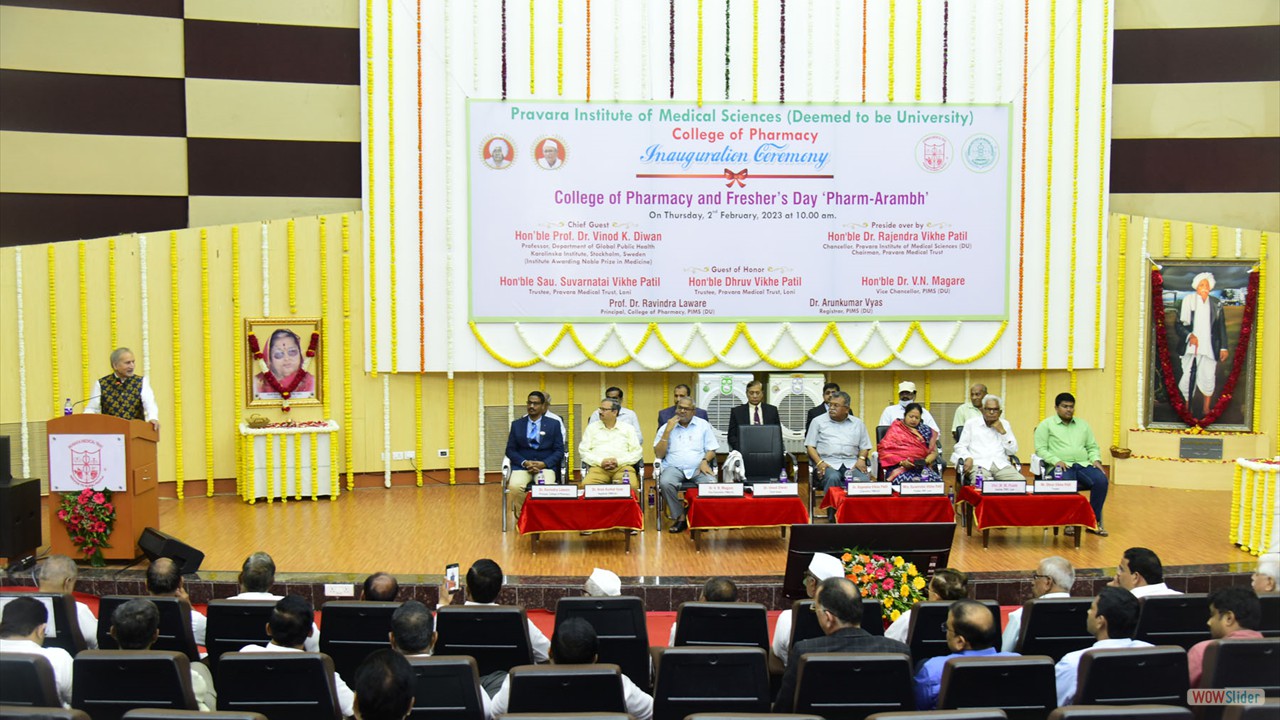 Chief Guest  Dr Vinod Diwan Senior Professor in Global Health, Karolinska Institute Sweden at the Inauguration of PIMS College of Pharmacy
